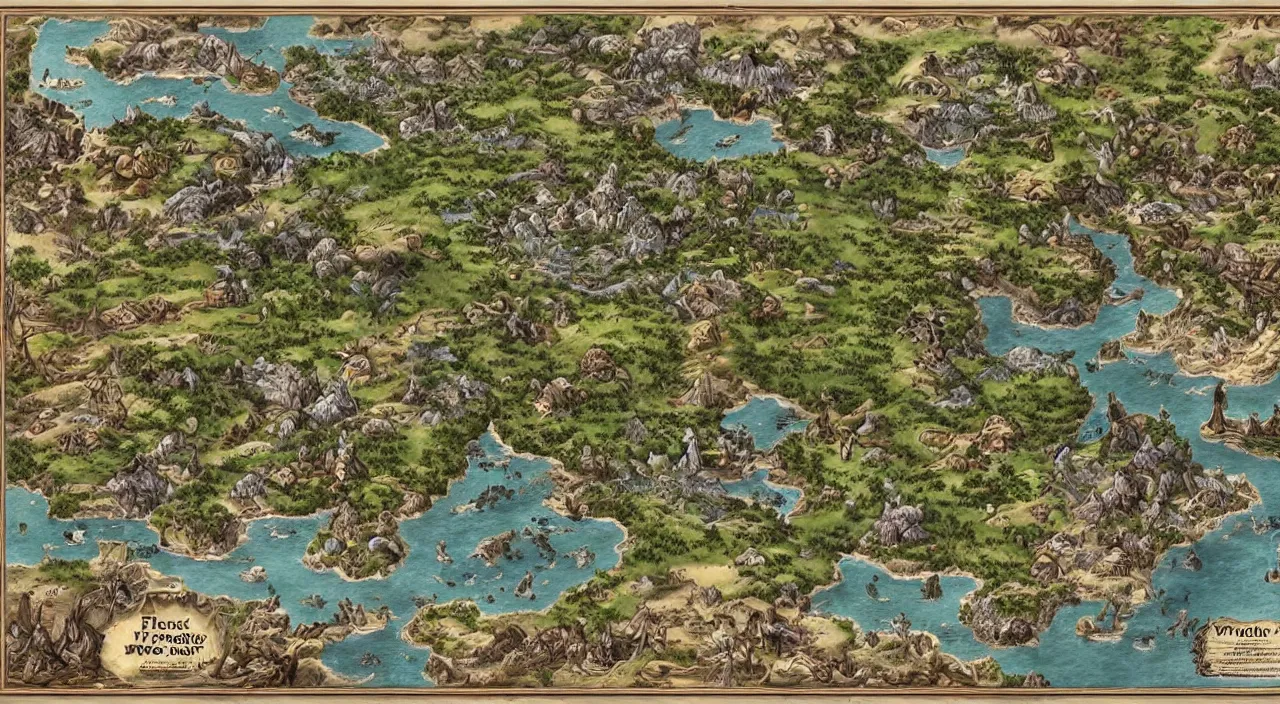 Image similar to detailed map of a fantasy world