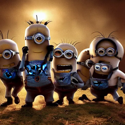 Image similar to The minions in The Vikings Digital art very detailed 4K quality Super Realistic