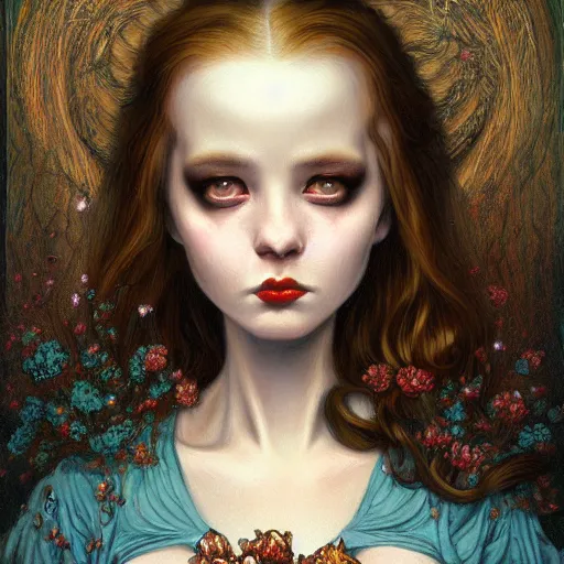 Prompt: a painting in the style of donato giancola and in the style of mark ryden and in the style of natalie shau.