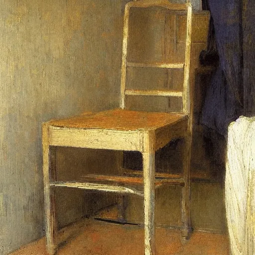 Prompt: a chair in a cosy room, painted by jules bastien - lepage, hyper - realistic