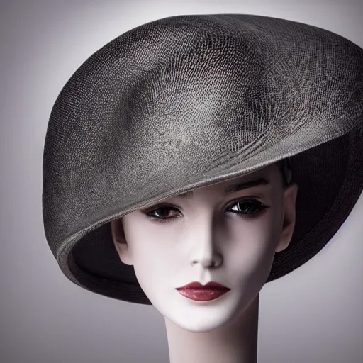 Image similar to a beautiful hat made out of a splashing water, on a mannequin. high quality, high resolution, studio lighting