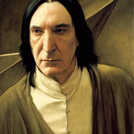 Prompt: severus snape realizes he has lost everything, pain and anger, by edgar maxence and caravaggio and michael whelan and delacroix style, artistic, intricate drawing, light brazen, realistic fantasy, extremely detailed and beautiful aesthetic face, establishing shot, 8 k resolution, dramatic lighting