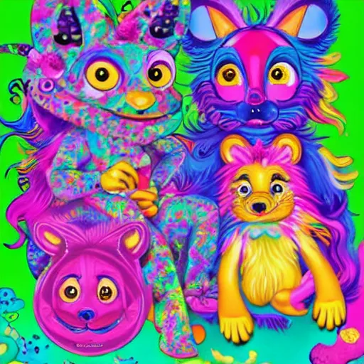 Image similar to Lisa Frank and Jim Henson collaboration