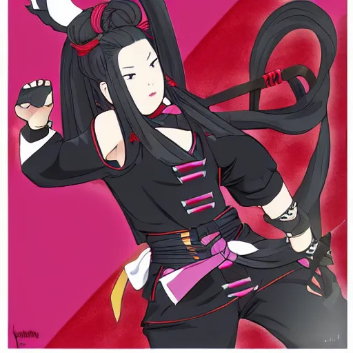 Prompt: kunoichi in the style of yaegashi nan