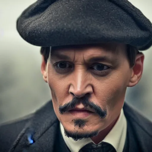 Image similar to Johnny Depp in Peaky Blinders very detail 4K quality super realistic