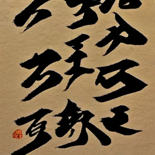 Image similar to the word dragon written in a japanese calligraphy scroll,