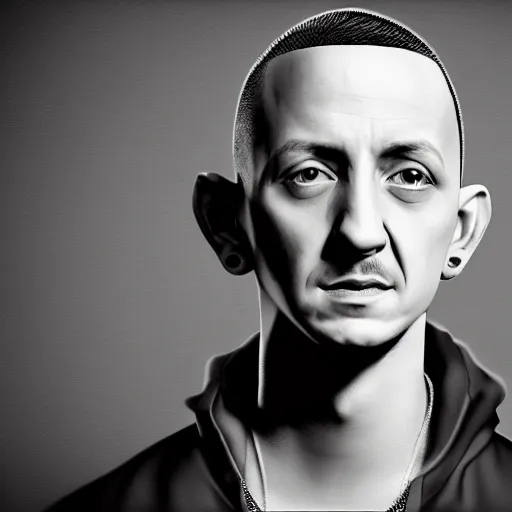 Image similar to photorealistic chester bennington. hyperdetailed photorealism, 1 0 8 megapixels, amazing depth, high resolution, 3 d shading, 3 d finalrender, 3 d cinematic lighting, glowing rich colors, psychedelic overtones, artstation concept art.