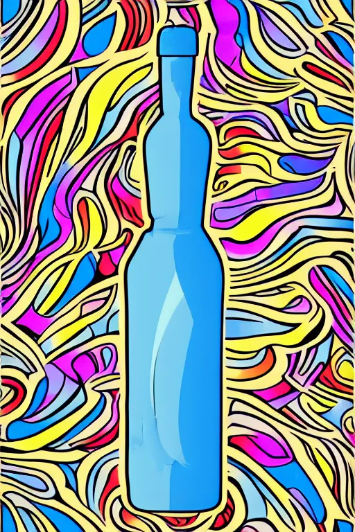 Image similar to Vodka bottle , sticker, colorful, illustration, highly detailed, simple, smooth and clean vector curves, no jagged lines, vector art, smooth