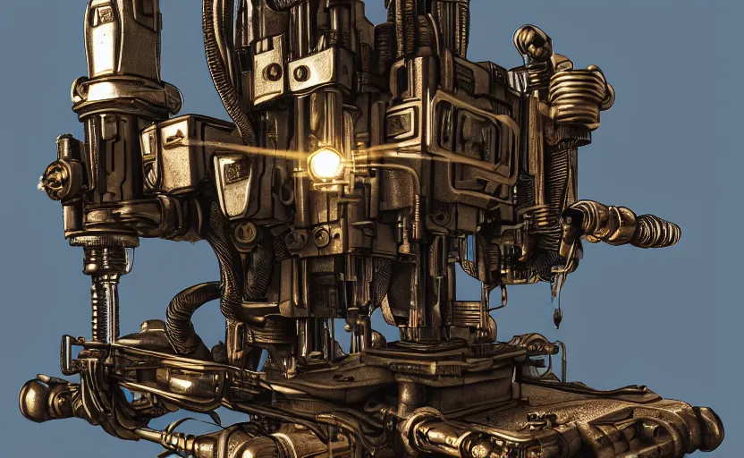 Prompt: technological drilling machine, extremely detailed cyberpunk ( steampunk ), day light, realistic shaded,