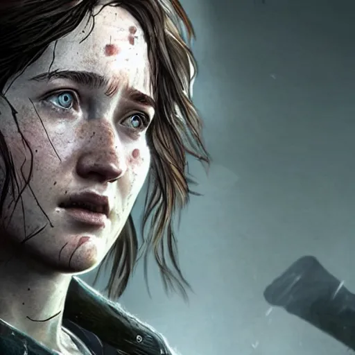 Prompt: ashley johnson as ellie in the last of us part 2, highly detailed concept art