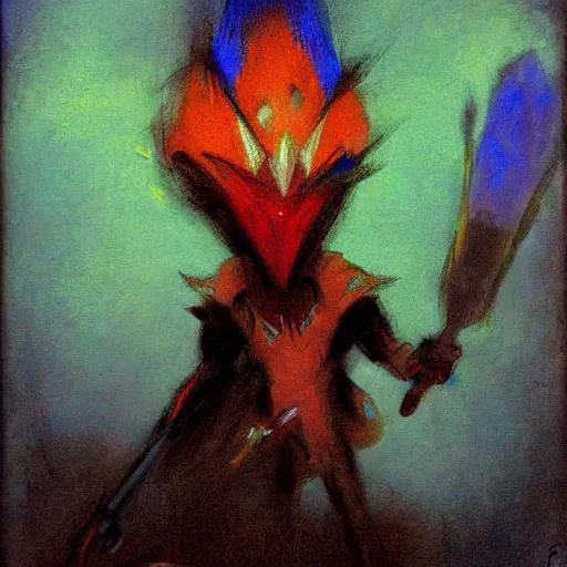 Image similar to Shaco from League of Legends, by Odilon Redon