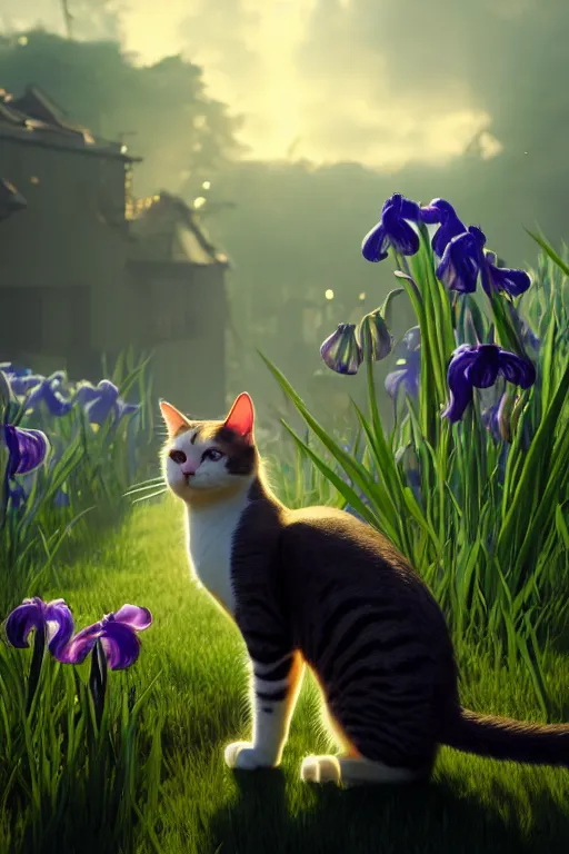 Prompt: a cat looking at the most beautiful thing in the world, wide irises, this is beautiful, pixar, volumetric lighting, epic composition, hyper detailed, ultra realistic, sharp focus, octane render, volumetric, ray tracing, artstation trending, cgsociety, sense of awe, 4 k