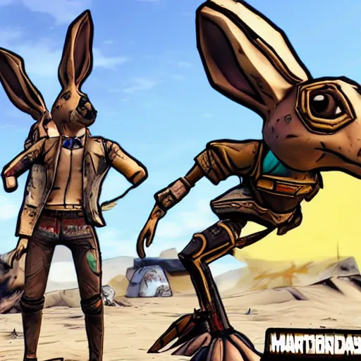 Prompt: a rabbit in the game borderlands