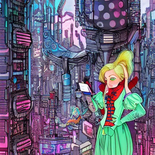 Prompt: alice in wonderland, cyberpunk