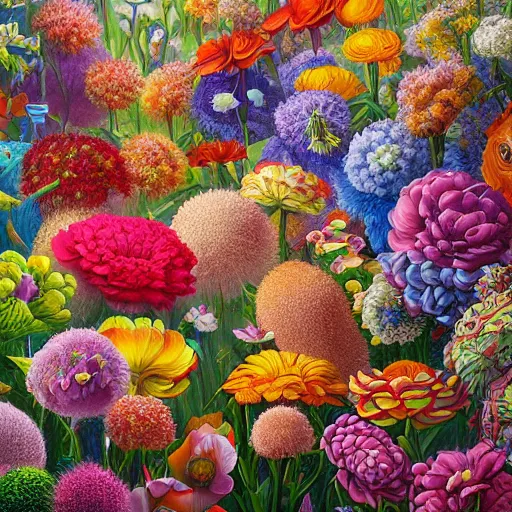 Prompt: hyper detailed 3d octane render illustration like a Oil painting - a vivid crazy flower bouquet, long petals, huge blossoms, by Jacek Yerka, Mariusz Lewandowski, Marious generative render, long brush strokes, Masterpiece, Edward Hopper and James Gilleard, Mark Ryden, Wolfgang Lettl, hints of Yayoi Kasuma, octane render, 8k