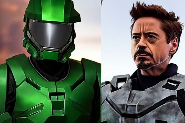 Image similar to robert downey jr as master chief