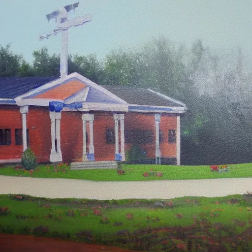 Image similar to beautiful oil painting of galva elementary school by olaf krans