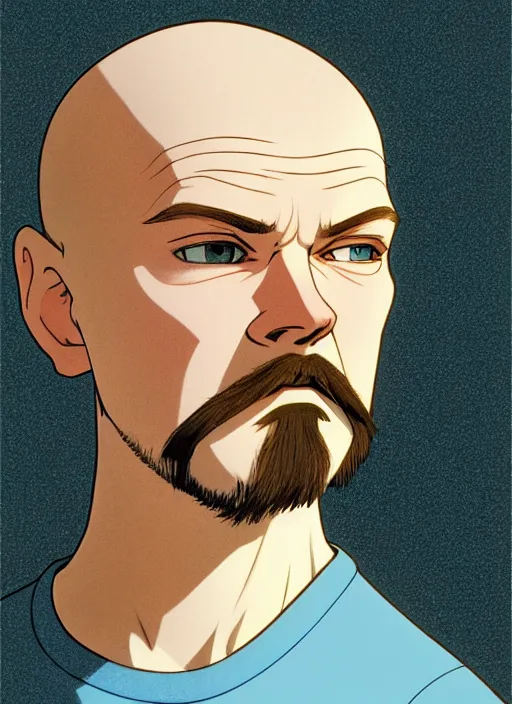 Image similar to art young lenin, light blue eyes, pale skin, freckles, sad expression, t - shirt, modern casual clothing, natural lighting, path traced, highly detailed, high quality, cartoon, digital painting, by don bluth and ross tran and studio ghibli and alphonse mucha