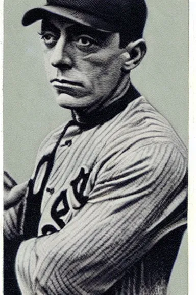 Image similar to buster keaton baseball card