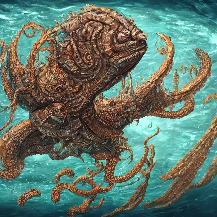 Prompt: underwater sea leviathan full body, d & d style, trending on artstation, intricate, highly detailed, vivid painting, colorful, art by yugin maffioli