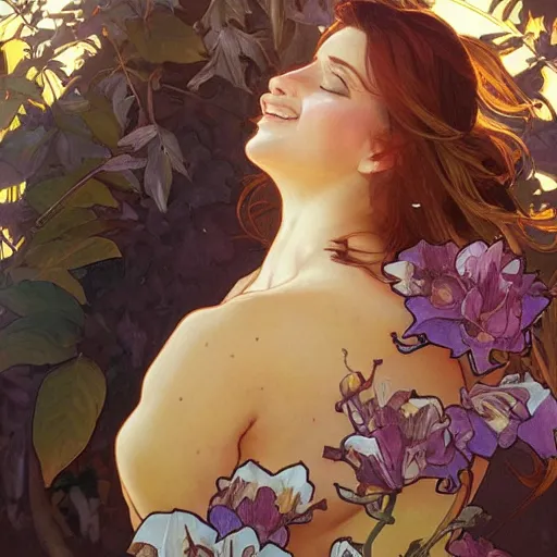 Prompt: painting ricardo milos. cheerful. happy. art by artgerm and greg rutkowski and alphonse mucha. during golden hour. extremely detailed. beautiful. 4 k. award winning.