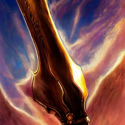 Prompt: a portrait of a giant golden axe, an axe weapon, epic fantasy style art, fantasy epic digital art, epic weapon art