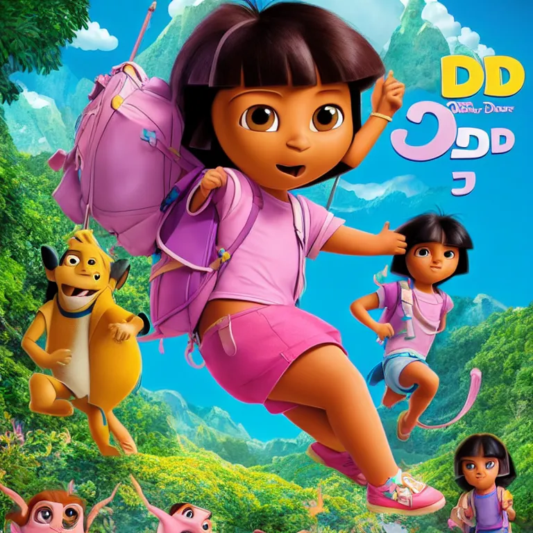 Image similar to Dora the Explorer 3D by Disney Concept Artists, blunt borders, rule of thirds