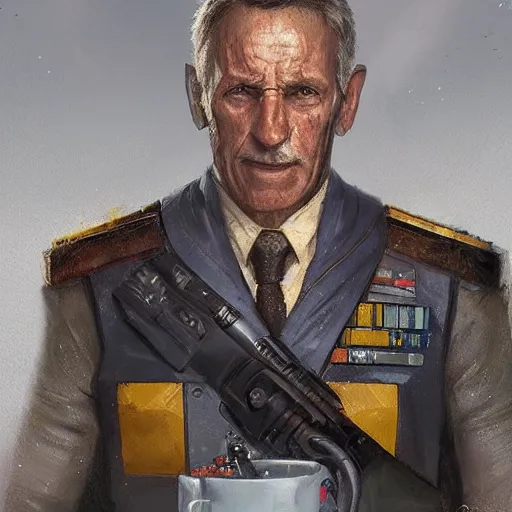 Image similar to portrait of a man by greg rutkowski, old admiral jagged fel, star wars expanded universe, he is about 6 0 years old, wearing uniform of the galactic alliance navy, highly detailed portrait, digital painting, artstation, concept art, smooth, sharp foccus ilustration, artstation hq