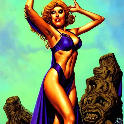 Prompt: beautiful succubus by greg hildebrandt and earl norem