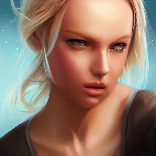 Image similar to a digital painting of a woman with blonde hair, a character portrait by Charlie Bowater, cgsociety contest winner, fantasy art, speedpainting, digital painting, artstation hd