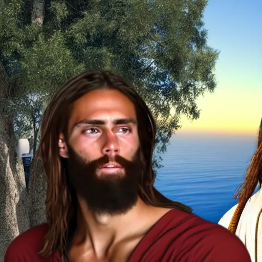 Prompt: Gigachad hanging out with Jesus, photorealistic, 4K