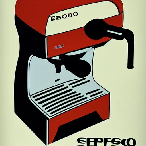 Prompt: espresso machine, mid century modern poster