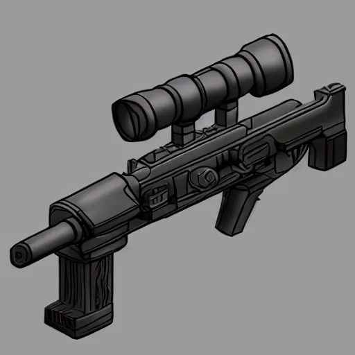 Prompt: isometric concept art of sniper gun that look like a toy