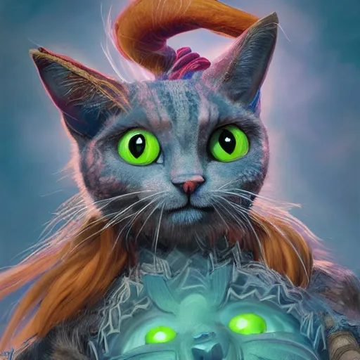 Prompt: an epic fantasy comic book style portrait painting of an efelix the cat, character design by mark ryden and pixar and hayao miyazaki, unreal 5, daz, hyperrealistic, octane render, cosplay, rpg portrait, dynamic lighting, intricate detail, springtime vibrancy, cinematic