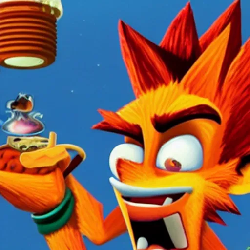 Prompt: crashbandicoot smoking meth