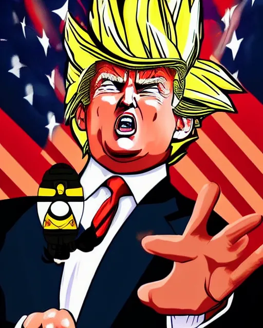 Image similar to super saiyan donald trump