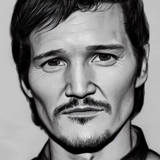 Prompt: hyper realistic pencil drawing of Pedro Pascal