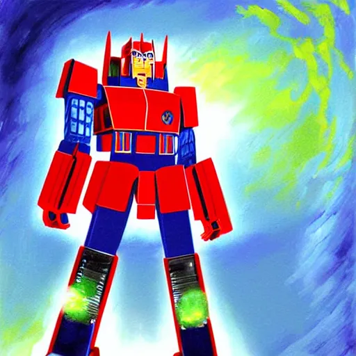 Image similar to optimus prime portrait by chiho aoshima, digital art