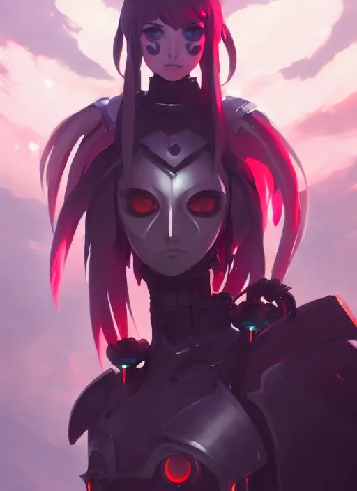 Image similar to portrait of cute goth girl in cyber armor, warhammer, illustration concept art anime key visual trending pixiv fanbox by wlop and greg rutkowski and makoto shinkai and studio ghibli