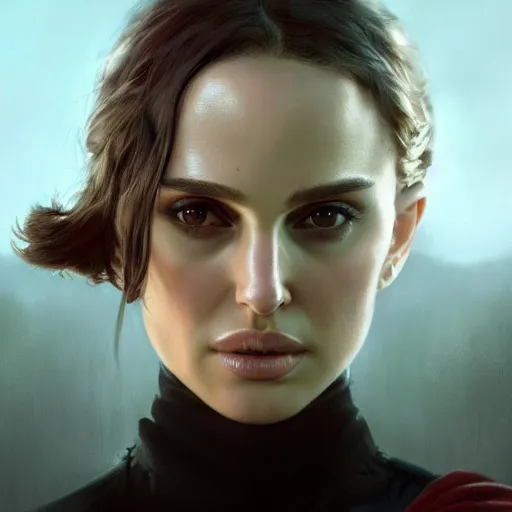 Prompt: closeup portrait of a young natalie portman as a female hitman, leon matilda, dramatic light, gorgeous view, depth, high detail, digital art, painted by greg rutkowski and seb mckinnon, by tim burton, trending on artstation