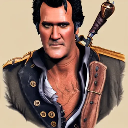 Prompt: Bruce Campbell as a pirate, hyper realistic, HD, HQ, photo realistic