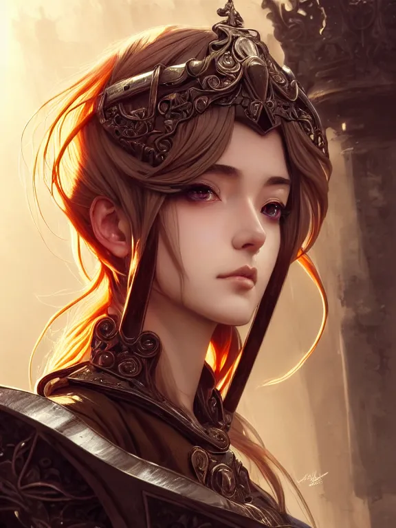 Prompt: close up picture of a female warden of time, bored, coveted, beautiful and aesthetic, intricate, unreal engine, messy hair, highly detailed, detailed face, smooth, sharp focus, chiaroscuro, manga illustration, artgerm, greg rutkowski, ilya kuvshinov, rossdraws, alphonse mucha, young adult light novel cover art