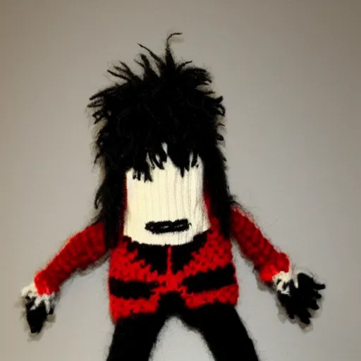 Image similar to Knitted Alice cooper made of wool