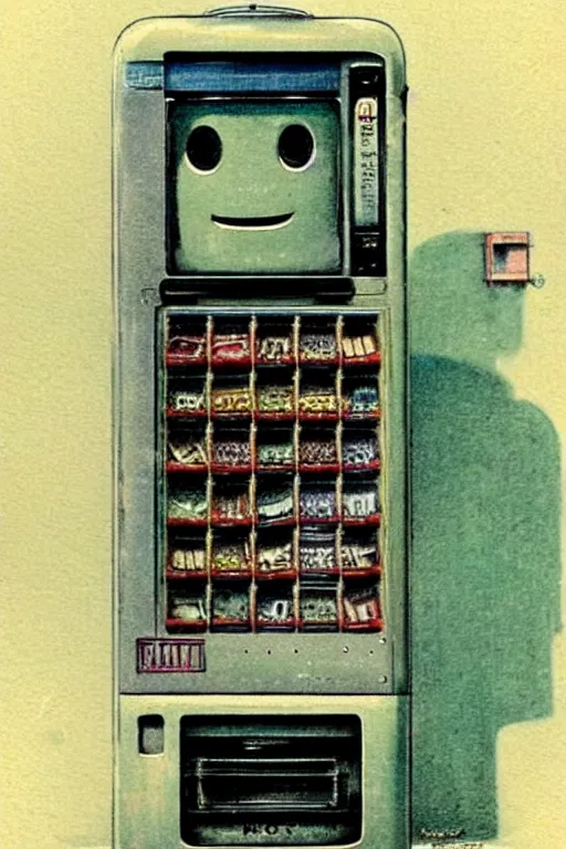 Image similar to ( ( ( ( ( 1 9 5 0 s robot vending machine. muted colors. ) ) ) ) ) by jean - baptiste monge!!!!!!!!!!!!!!!!!!!!!!!!!!!!!!