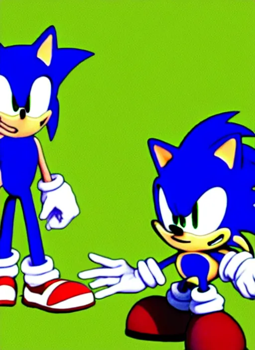 Image similar to sonic the hedgehog and timmy turner hanging out