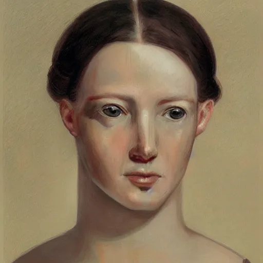 Image similar to portrait of a female android by marie - denise villers