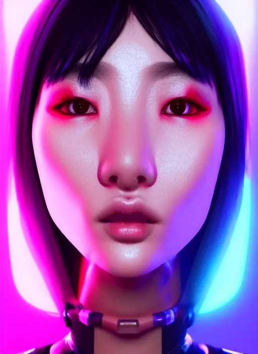 Prompt: photorealistic portrait of female asian humanoid, cyber neon lights, highly detailed, cyberpunk fashion, elegant, crispy quality, trending in artstation, trending in pinterest, glamor pose, no signature, no watermark, cinematic, art by pascal blanche