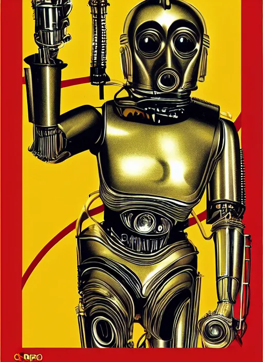 Prompt: c 3 po poster by bernard villemot