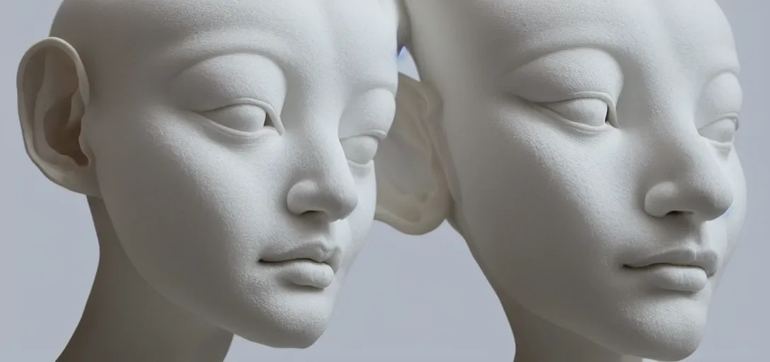 Prompt: symmetry!! full beautiful female porcelain sphinx body sculpture by daniel arsham and raoul marks, intricate, elegant, highly detailed, digital painting, artstation, smooth, sharp focus, all white features on a white background, delicate facial features, golden ratio composition, interconnected, liquid composition