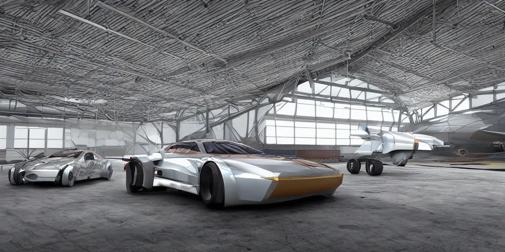 Prompt: a photorealistic kama - 1 concept car, inside futuristic hangar, sharp focus, ultra realistic, ultra high pixel detail, cinematic, intricate, cinematic light, concept art, illustration, art station, unreal engine 8 k